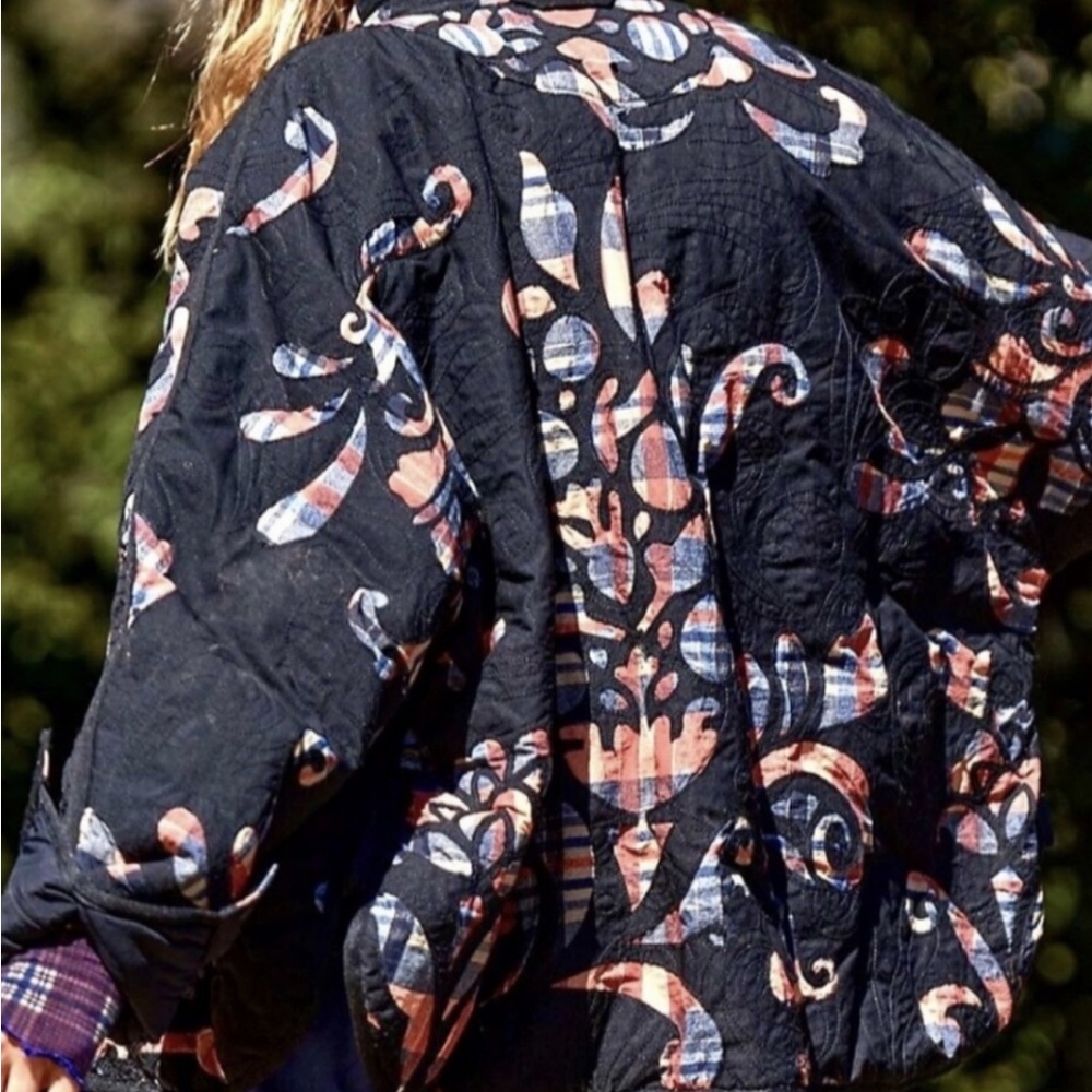 Free People Movement Pippa Reverse Applique Print Embroidered Black - Picture 4 of 6